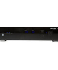 Top Shelf Power Conditioner Board Featuring Twelve Remotely Managed Network Outlets With Heavy Duty Surge Absorption And Live Amp Draw Tracking For Your Badass Home Theater Setup, sleek black design with digital readout.