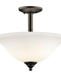 Wynberg 15 Inch 2 Light Convertible Inverted Pendant And Semi Flush Fixture With Satin Etched Glass In Brushed Nickel