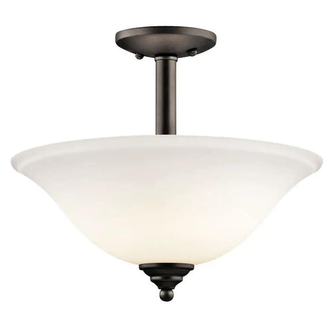 Wynberg 15 Inch 2 Light Convertible Inverted Pendant And Semi Flush Fixture With Satin Etched Glass In Brushed Nickel
