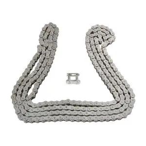 Premium #40ss Stainless Steel Roller Chain Measure 10 Feet Length Plus Free Conting Links For Tough Jobs Heavy Duty Machinery Repair And Upgrade laid out in a loop.