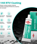 Clear One Part RTV Coating And Adhesive Sealant For Electronics 100ml Tube displayed with box on electronic circuit board