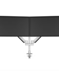 Premium Full Motion Dual Monitor Stand with Smooth Gas Struts, holding two monitors, durable aluminum build, adjustable angle.