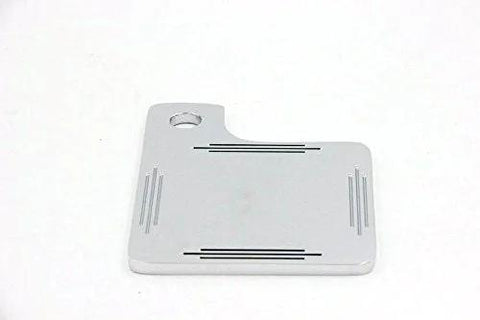 SEMT-Chrome state inspection tag renewal holder plate for motorcycles; metal chrome finish, front view