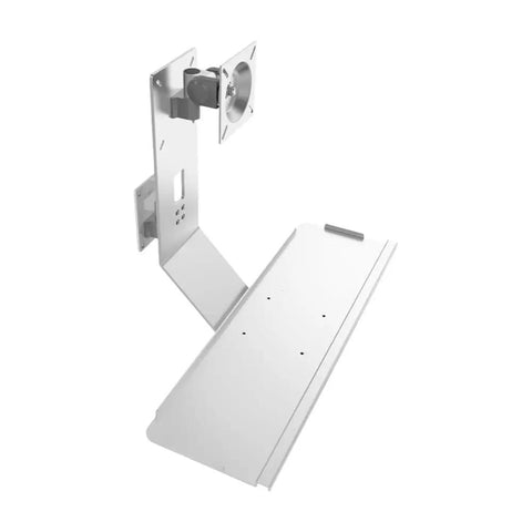 Heavy Duty Monitor Mount And Industrial Keyboard Tray Featuring Multi Angle Swivel Brackets That Folds Compact For Tight Spaces.