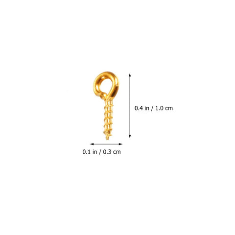 Gold mini eye screw from 600-Piece Sheep Eye Screw Kit With Plated Iron Round Eye Hooks And Self-Tapping Screws
