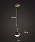 LTNANJE Modern LED Small Natural Stone Pendant Light Fixture featuring black marble ball and brushed brass, measurements 11cm by 20cm.