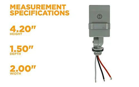 Adjustable Outdoor Swivel Light With Dusk To Dawn Photocell Switch Hardwired Stem Mount dimensions