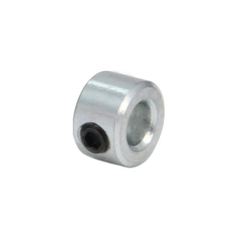 Eight Piece One Quarter Inch Bore Shaft Collar Lock Set Built Tough, Zinc Plated Solid Steel With Set Screw shown in close-up view