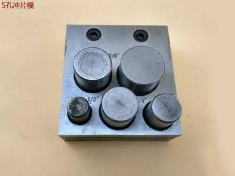 Disc Cutter 5 Hole Punch Set For Jewelry Making Pro Grade Metal Circle Cutter, front view of metal tool