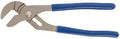 Groove Joint Pliers 12 Inch Non Sparking Non Magnetic Corrosion Resistant Heavy Duty Worksite Pliers with blue handles, side view.