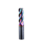 Round-nose end mill with rainbow-coated tungsten carbide, steel shank for CNC routing (front view)