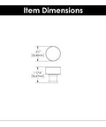 Dimensions diagram for Solid Core Kitchen Cabinet Knobs In Crysacrylic With Chrome Finish 1 Inch, showing front and side views.