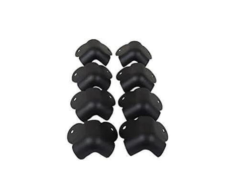 2-Leg Amp and Cabinet Corner Brackets in Textured Black Powder Coat, 18 Gauge Steel, Set of 8 with 0.18 inch diameter holes