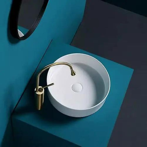 Nordic Vessel Sink - Round Bathroom Washbasin for Countertop, Home Decor, Ideal for Balcony & Pool Areas, Modern Design, & Easy to Clean.