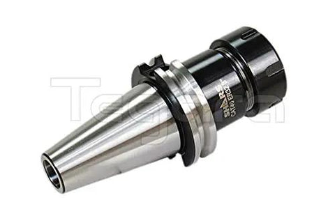 CAT40 ER32 3.0 Inch Collet Chuck Kit, 4 Piece Tool Holder Set With 5/8x11 UNC Drawbar, close-up on shiny metal tool holder