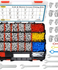 315 Piece SAE And Metric Grease Fittings Assortment Kit With Zerk Fittings In Straight 45 Degree And 90 Degree Angles Including Plastic Cap And Wrench Kit 7 11mm For Grease Gun Included In Red Storage Box