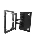 Heavy Duty Stainless Steel Concealed Door Hinges Built Tough Invisible Flush Access Panel Hardware installed on wall frame.