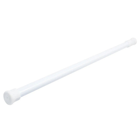 Adjustable Window Security Bar For Windows And Sliding Doors With Anti Slip Rubber Tips Rust Proof Finish And Easy Tension Rods From 15.7 To 27.5 Inches Kid Safe Home Security Lock No Brainer Setup. visible as a single white bar with rubber tips.