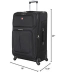 Softside Expandable Checked Luggage For Long Trips With 360 Spinner Wheels And Retractable Handle, 29 Inch Large Black Suitcase