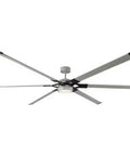 Pro Level 96 Inch Industrial Outdoor Ceiling Fan With Painted Brushed Steel Finish And Six Sturdy Aluminum Blades, top view.