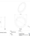 SKF W 05 lockwasher, steel, 25 mm bore, 0.050 in thick; front and top views.