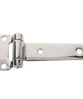 T-shaped door hinge, 304 stainless steel with chrome finish, long mounting plate for RV/van cabinets