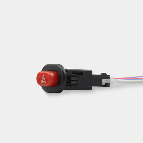 Double Flash Motorcycle Hazard Light Switch with Emergency Button, waterproof ABS/metal controller for bikes, scooters, easy install.