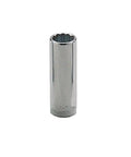 Three Eighths Inch Drive Deep Socket Twelve Point Fifteen Sixteenths Inch For Automotive Repair And Mechanical Work, chrome finish