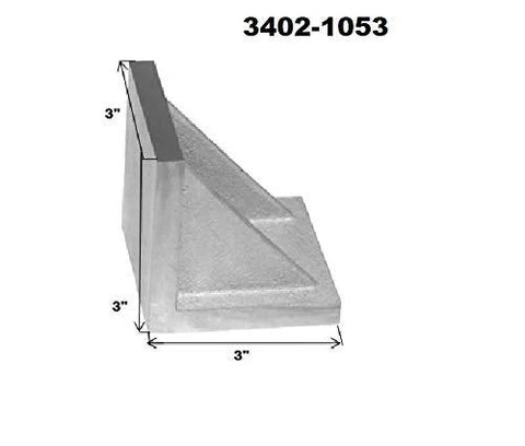 Front view of HHIP 3x3x3 inch ground angle plate with webbed end