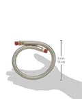 18 Inch Stainless Steel Braided Leader Hose Heavy Duty Rubber Pneumatic Air Line with swivel fittings and size reference.