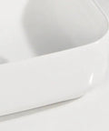 Close-up of USZWBY Vessel Sinks Household Small Size Square Rounded White Countertop Ceramic Basin Bathroom Kitchen Sink.
