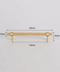 2 Pack Solid Brass Cabinet Pulls 5 Inch Hole Centers Gold Knurled Textured Bar Handles for Drawer, dimensions shown