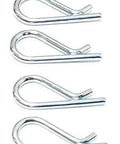 Four metallic hairpin clips from Husqvarna Replacement Kit Four Pack Clevis Pins And Four Hairpin Clips For Tiller OEM Husqvarna Poulan Parts