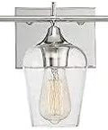 Octave Bohemian Clear Glass 3-Light Vanity Wall Light In Polished Chrome Finish Transitional Bathroom Fixture With 10 Inch Height And 21 Inch Width 180W Total, front view