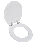 Rock Solid White Soft Close Toilet Seat 2 Pack Molded Wood Slow Closing Lid open with quick release hinges.