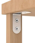 Heavy Duty 20 Pack 2.5 By 2.5 Inch Stainless Steel Corner Braces installed on wooden table for support
