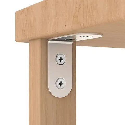 Heavy Duty 20 Pack 2.5 By 2.5 Inch Stainless Steel Corner Braces installed on wooden table for support