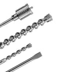 Various drill bits including Fixed-Depth Drill Bit MDPL037DIA for Quarter-Inch Drop-In Anchors, showing metal construction