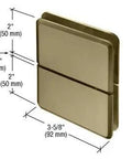Slick Self Centering Glass To Glass Door Hinge In Rich Brushed Bronze dimensions 2x2 inches with a smooth finish for tempered glass frames.