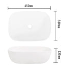 USZWBY Vessel Sinks Bathroom Simple Ceramic White Above Counter Wash Basin Rectangular Modern Art Bathroom Bowl Sink with dimensions 450mm x 330mm x 135mm.