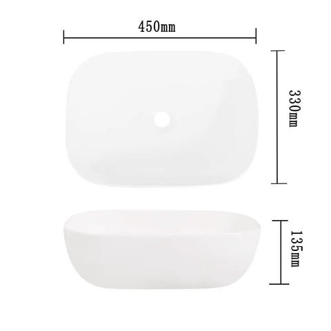 USZWBY Vessel Sinks Bathroom Simple Ceramic White Above Counter Wash Basin Rectangular Modern Art Bathroom Bowl Sink with dimensions 450mm x 330mm x 135mm.