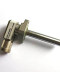 Proximity switch kit for waterjet pump; metal sensor with threaded inlet and long shaft (side view)