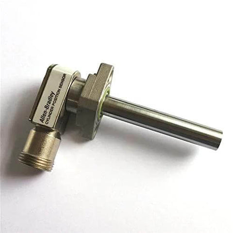 Proximity switch kit for waterjet pump; metal sensor with threaded inlet and long shaft (side view)