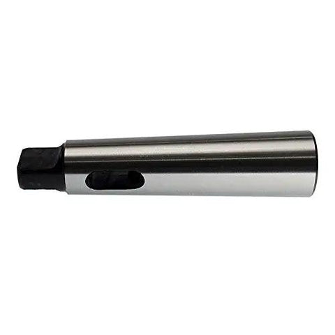 MT2 To MT1 Morse Taper Adapter Arbor Drill Sleeve Reducing For Lathe And Milling Projects, Silver And Black Finish, Side View