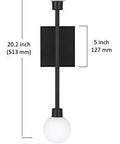 Straight Up Sleek Matte Black Led Wall Sconce Featuring Zero Hassle Mounting And Smooth Dimming For A Chill 2700K Warm Glow Designed To Look Fresh Vertical Or Horizontal In Modern Baths 20.2 inch height with two frosted glass orbs.