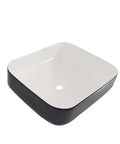 Bathroom Sink Modern Simple Black Appearance Above Counter Basin Ceramic Wash Basin Apartment Home Bathroom Ceramic Above Counter Basin Bathroom Sink Vessel top view white interior black exterior