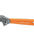 Extra Capacity Jaw 4 Inch Adjustable Wrench For Tight Spaces With Forged Heat Treated Alloy Steel SAE And Metric Scales Smooth Turning Knurl Dope Grip For Easy Single Hand Operation Plastic Dipped Handle Laser Markings Klein Tools O5064