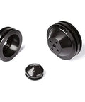 Premium Billet Aluminum V Belt Pulley Kit For Ford Small Block Engines With Serious Underdrive Setup And Black Bright Dip Finish components