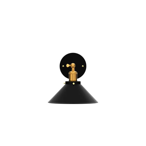 Front view of one Two Adjustable Matte Black Wall Sconce with Gold Stem, Gallery Hallway Lighting, 240-Degree Tilt for Staircase and Corridor