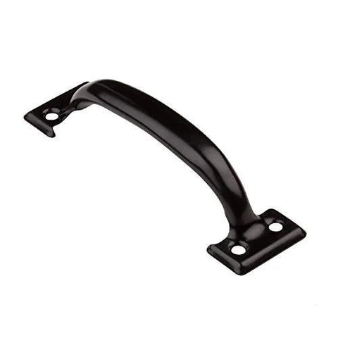 6-1/2 Inch Door Pull in Black Finish for Metal or Wood Doors with Large Hand Clearance Durable Galvanized Construction Model N116-699